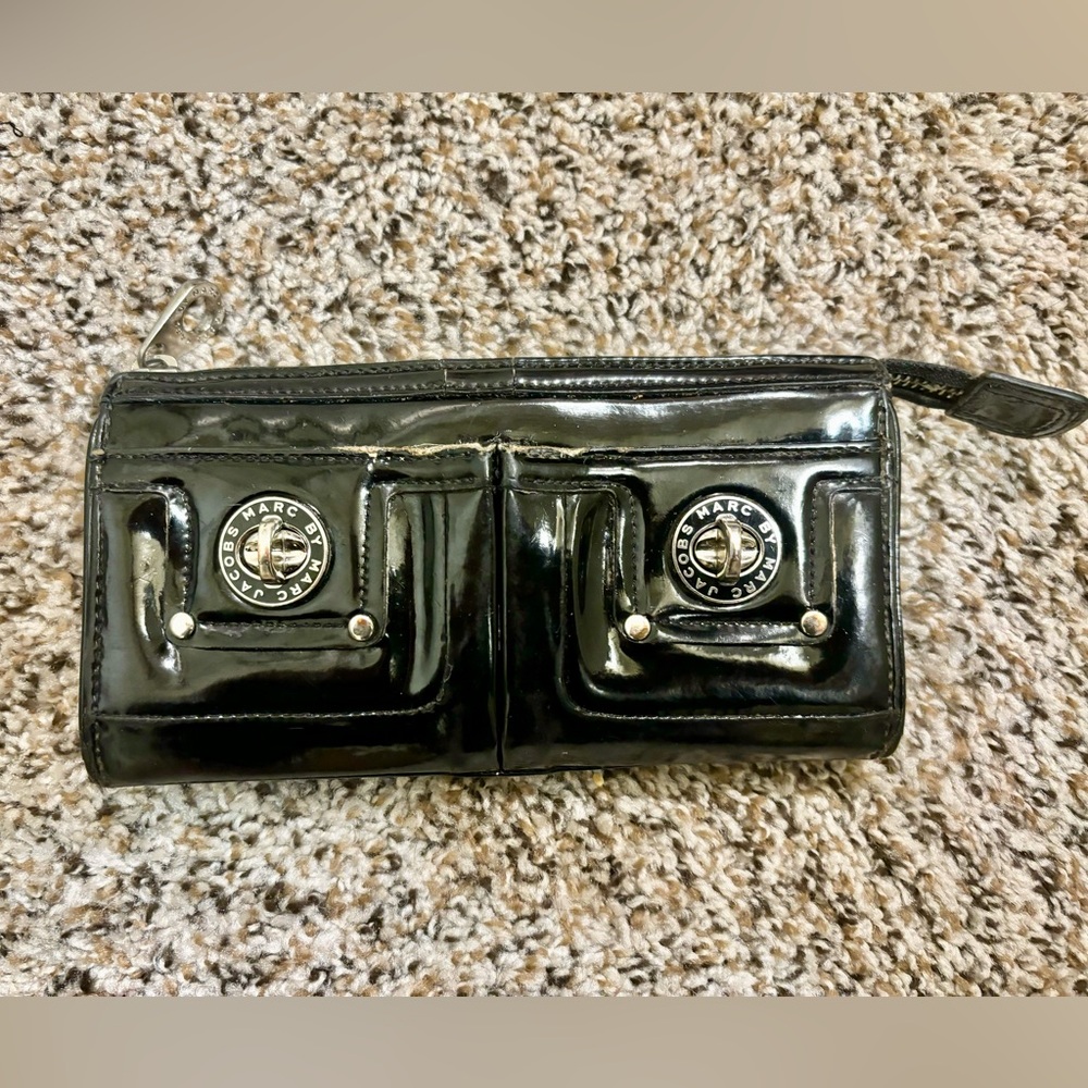 Marc by Marc Jacobs Black Patent Leather Wallet